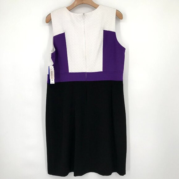 Peter Nygard womens Sleeveless  Dress purple black color block size 12 new $89 - Picture 3 of 6